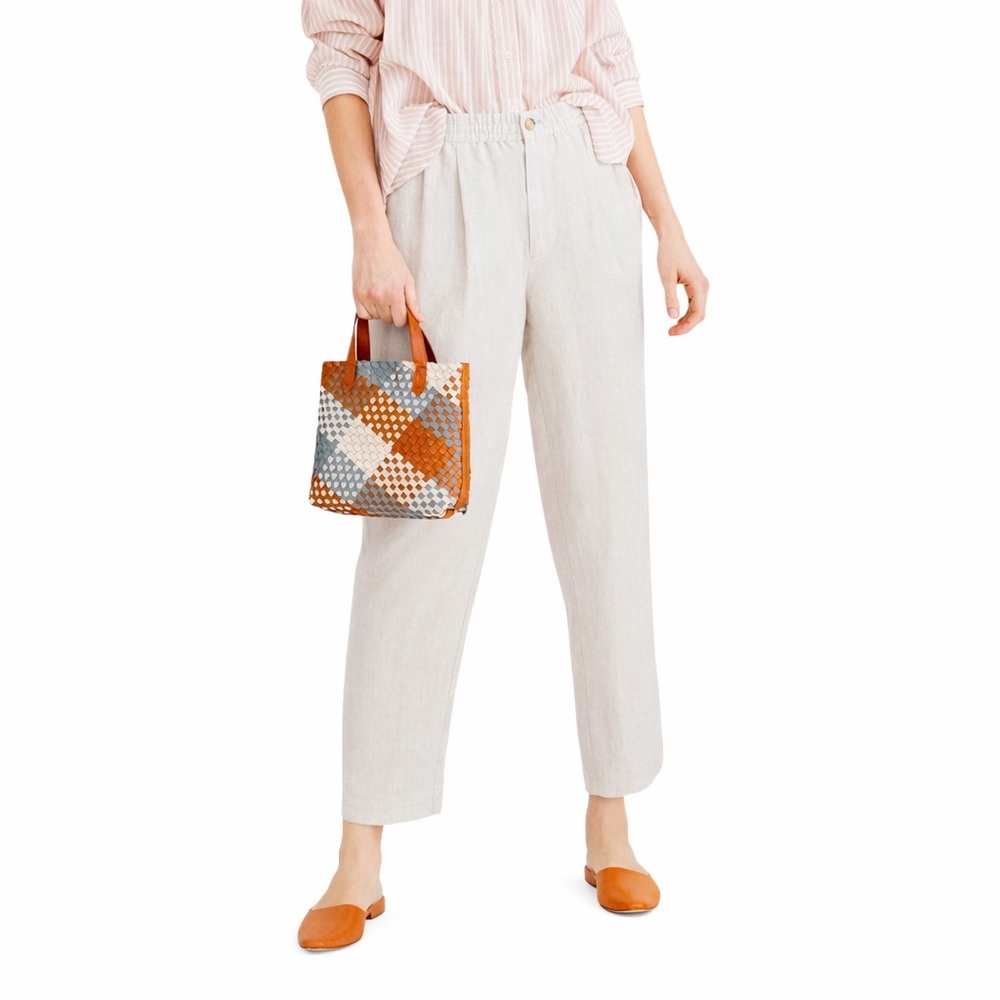 Madewell L Linen-Blend Track 0917 Trousers Heathered Natural beige cream large